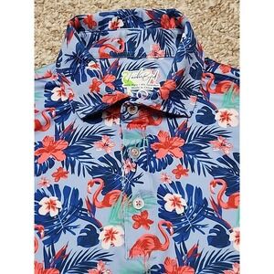 TailorByrd Performance Large Golf Polo Shirt Flamingo Floral Quick Dry